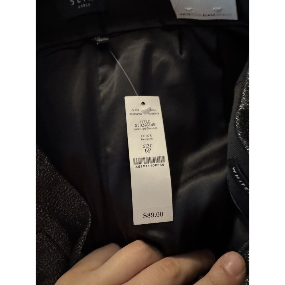 White House Black Market Hematite Slim Ankle Size 6P Shimmer NWT Trouser - Picture 5 of 7